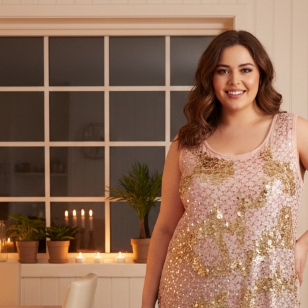 Vintage Early 2000s Arden B Gold Sequin  Oversized Shirt XL